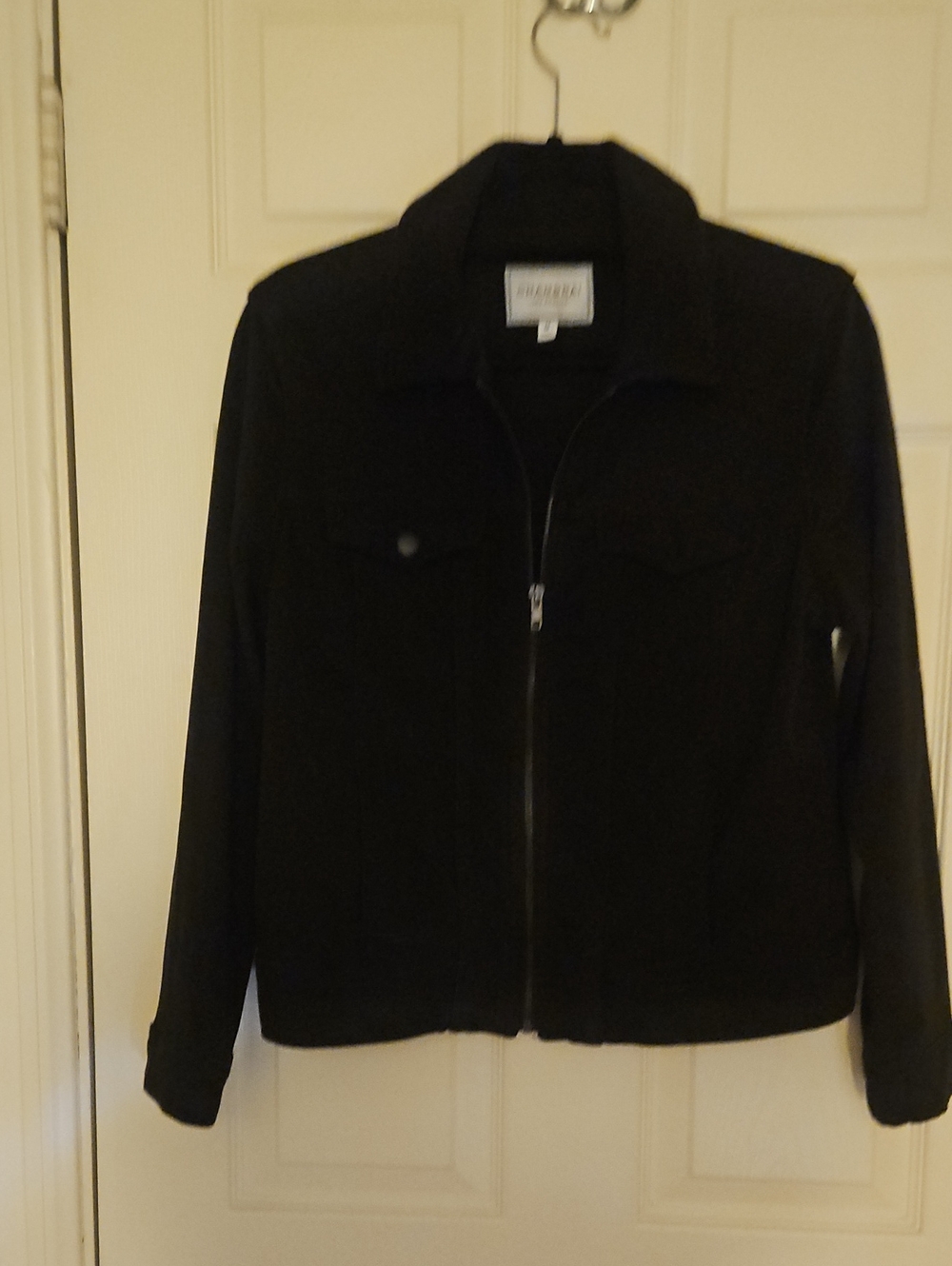 Black Zip-Front Jean Style Jacket